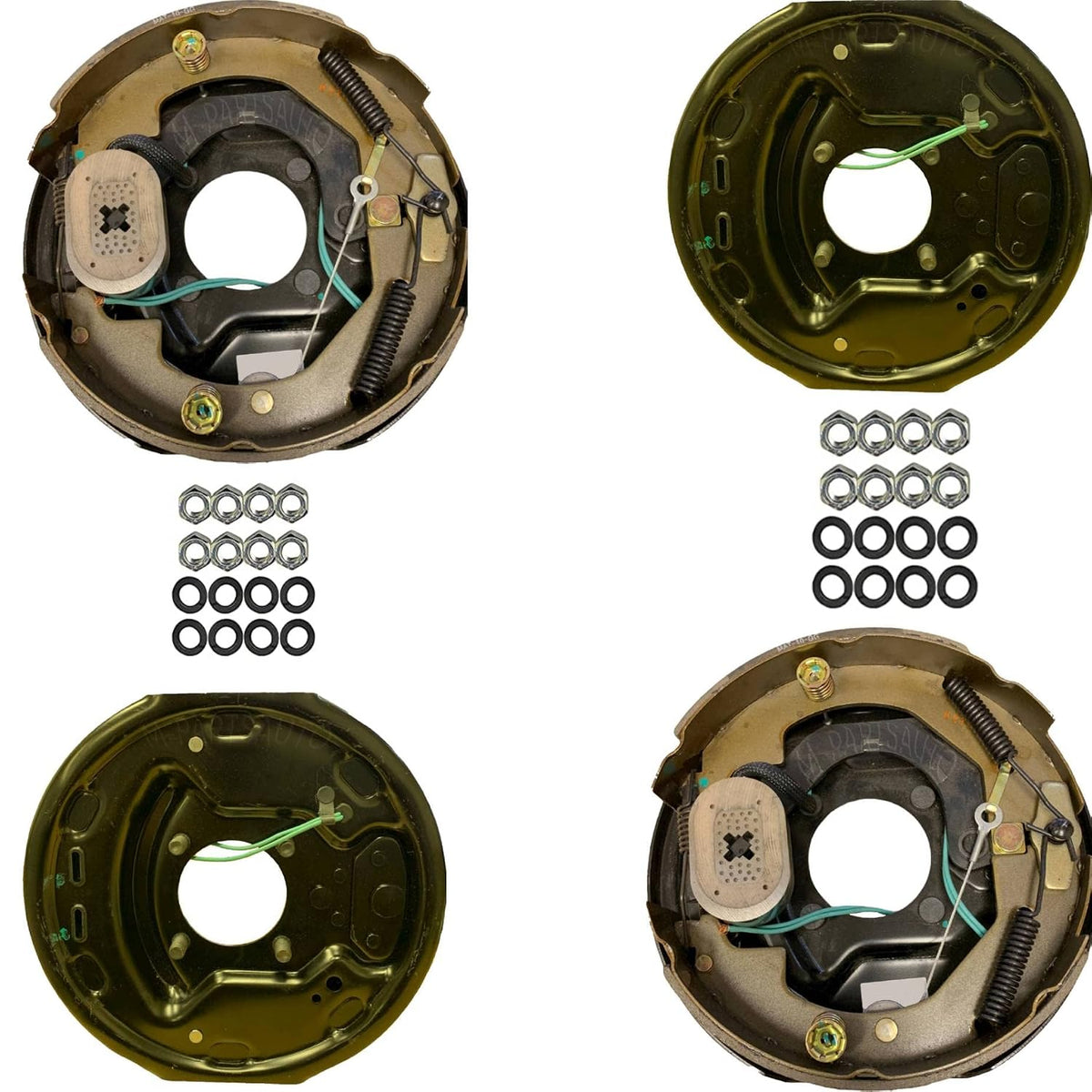 Four Trailer Backing Plate Brake Electric 10" Fits Dexter Nev-R-Adjust 3500 Self Adjusting (BK-10E-FSA-SET-2)