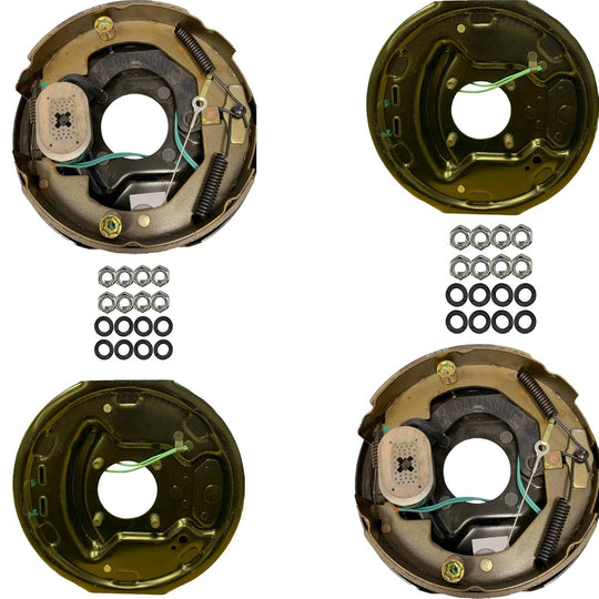 Four Trailer Backing Plate Brake Electric 10" Fits Dexter Nev-R-Adjust 3500 Self Adjusting (BK-10E-FSA-SET-2)