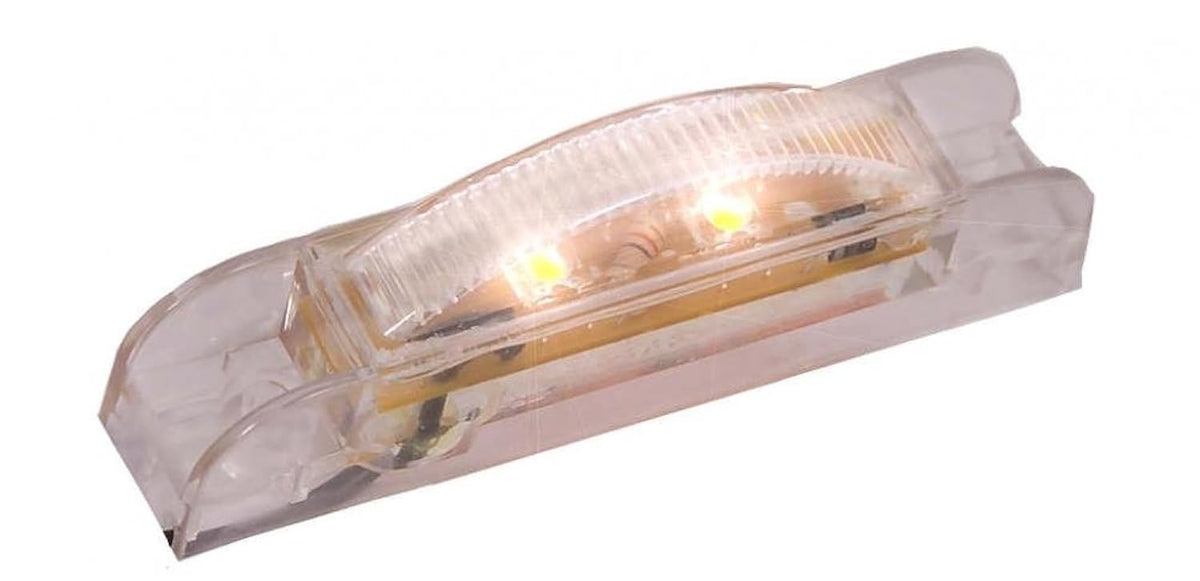 4" x 3/4" Thin Line LED White/Clear Lens Marker Clearance Light RV Trailer Truck (M20340WCL)