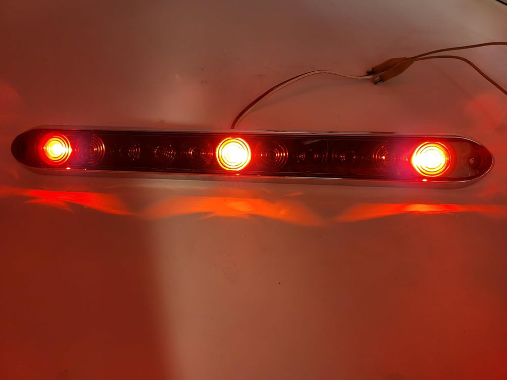 15" Low Profile Red 3 Light ID Bar Tint Smoke Lens Chrome Bezel Truck Trailer RV (T12-RT00-CHROME-KIT)