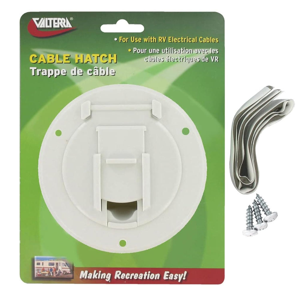 Valterra White Small Round RV Cable Hatch – 50 Amp Cord Access (A10-2140VP)