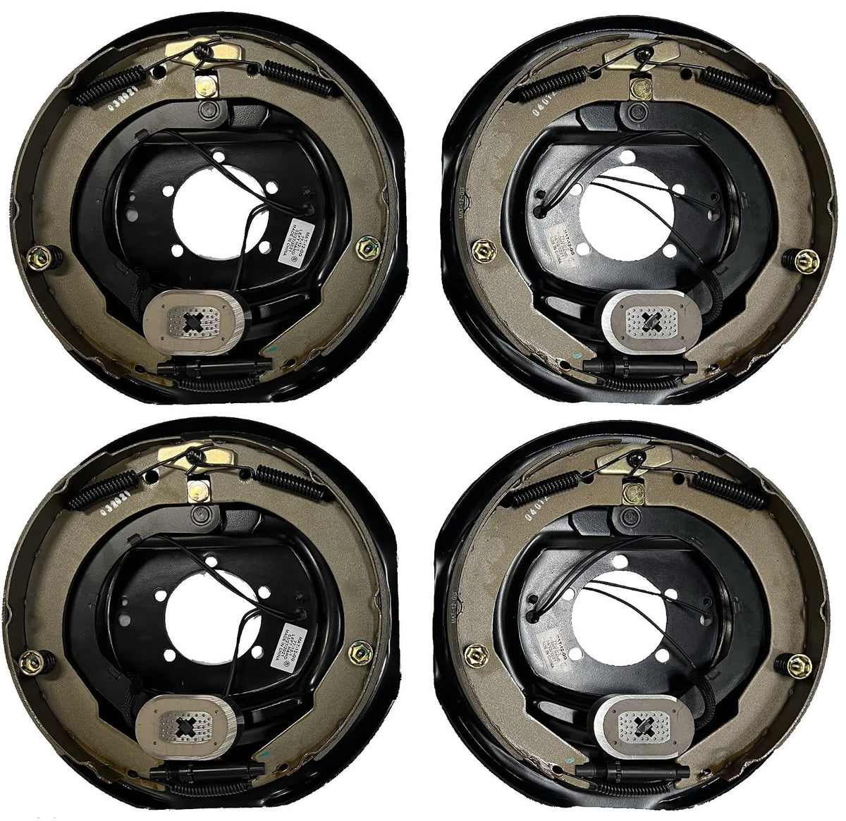 Two Pair (4) 12"x 2" Electric Trailer Axle Backing Plates Complete Brakes Left & Rt RV  (12RVEB-2P)
