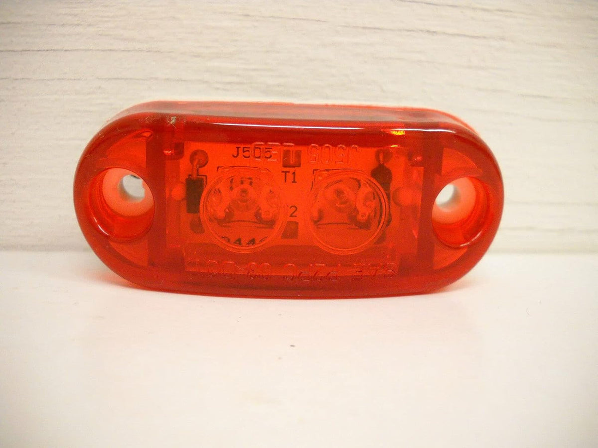 1 - Jammy 1 x 2.5 Oval Red LED Marker Light Truck Trailer RV White Base (J-515-RW)