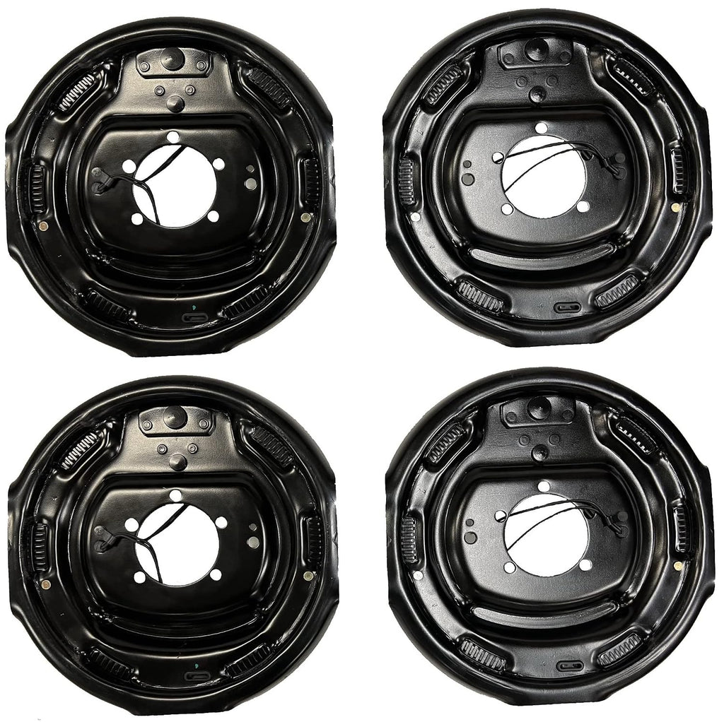 Two Pair (4) 12"x 2" Electric Trailer Axle Backing Plates Complete Brakes Left & Rt RV  (12RVEB-2P)