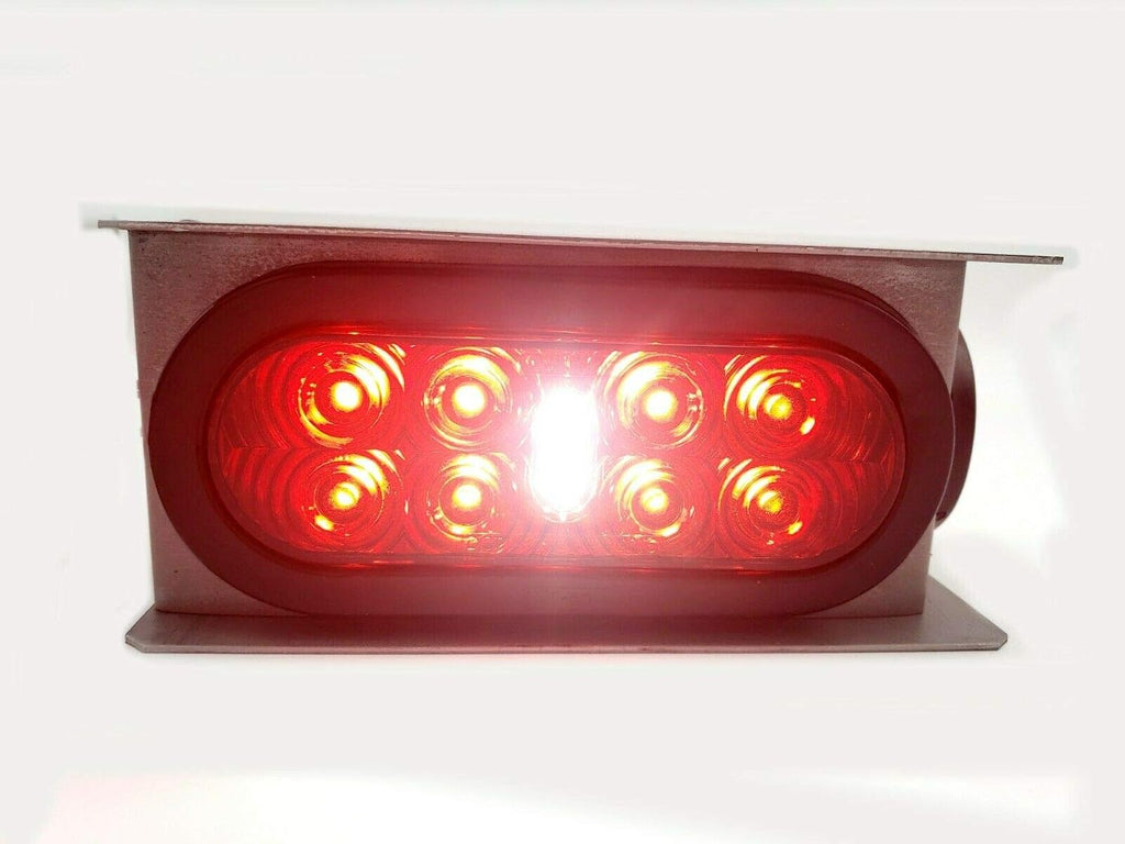 6" Oval Red LED Stop Turn Tail & Backup Steel Light Box Kit Trailer Truck Marker (LBK6-RBK)