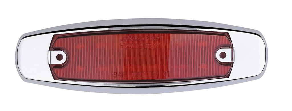 Maxxima Red LED Clearance Maker Light Stainless Steel Trim Ring Semi Peterbilt  (M20332R)