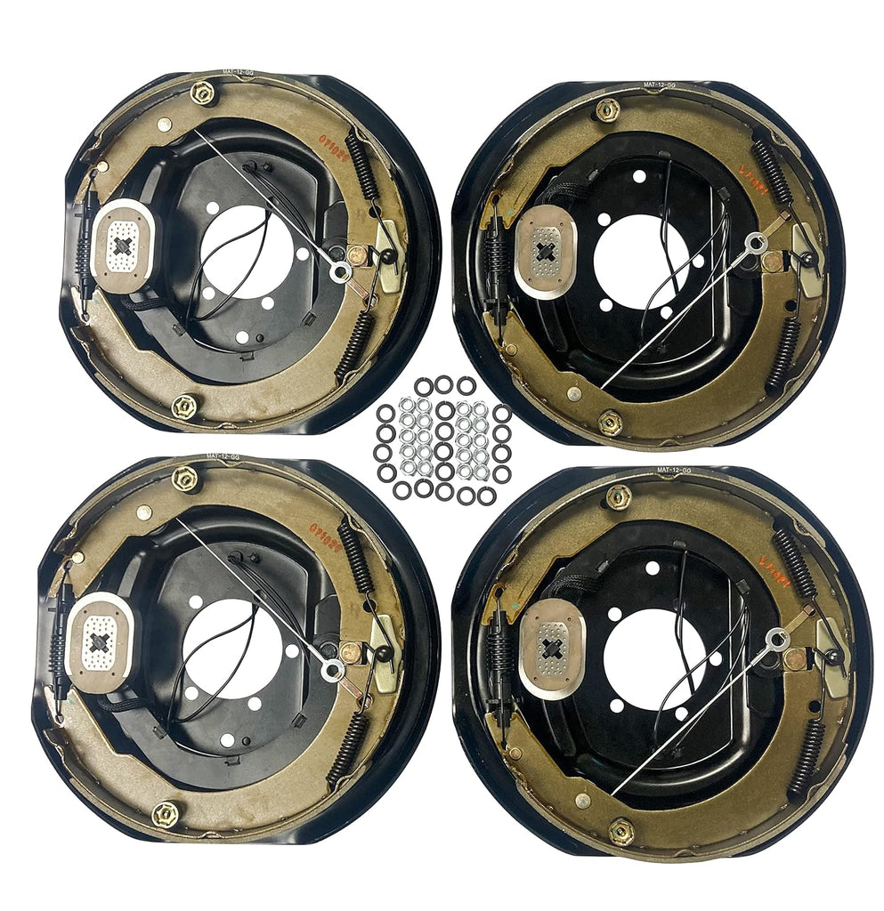 2 Pair of Trailer Backing Plate Brakes Electric 12" Self Adjust 7000 2 Left 2 Right (BK-12E-FSA-SETX2)