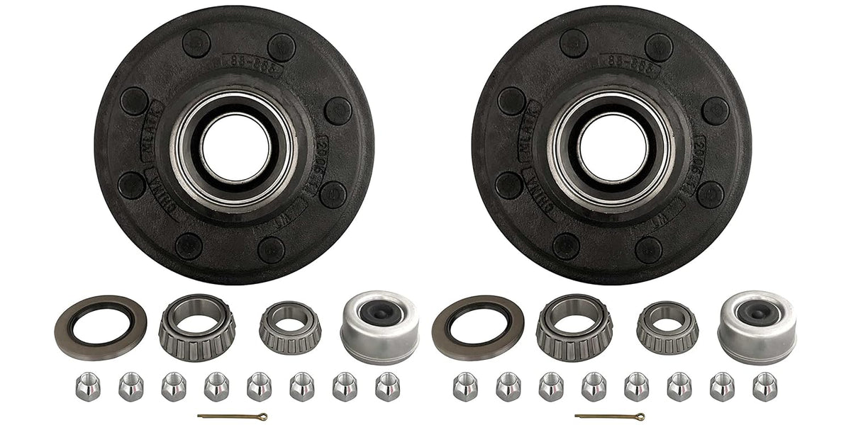 Pair 8x6.5 Idler Hubs with 7000# Bearing Kits Replace Trailer Idler Axle  (82865-KITX2)