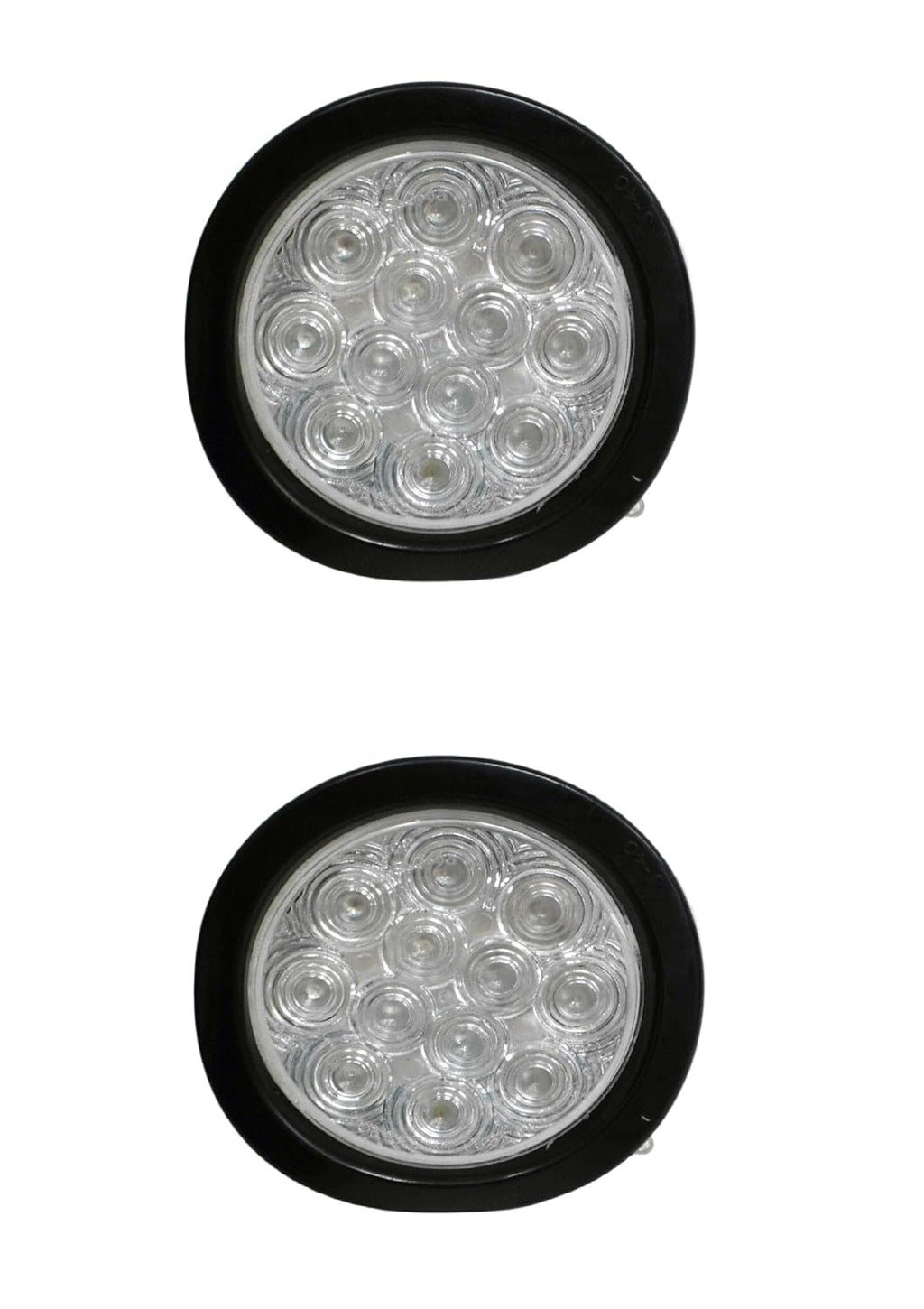 TWO 4" Round 12 Diode LED Red Clear Stop Turn Tail Light Trailer Truck (J-4512-RCK-LOTOF2)