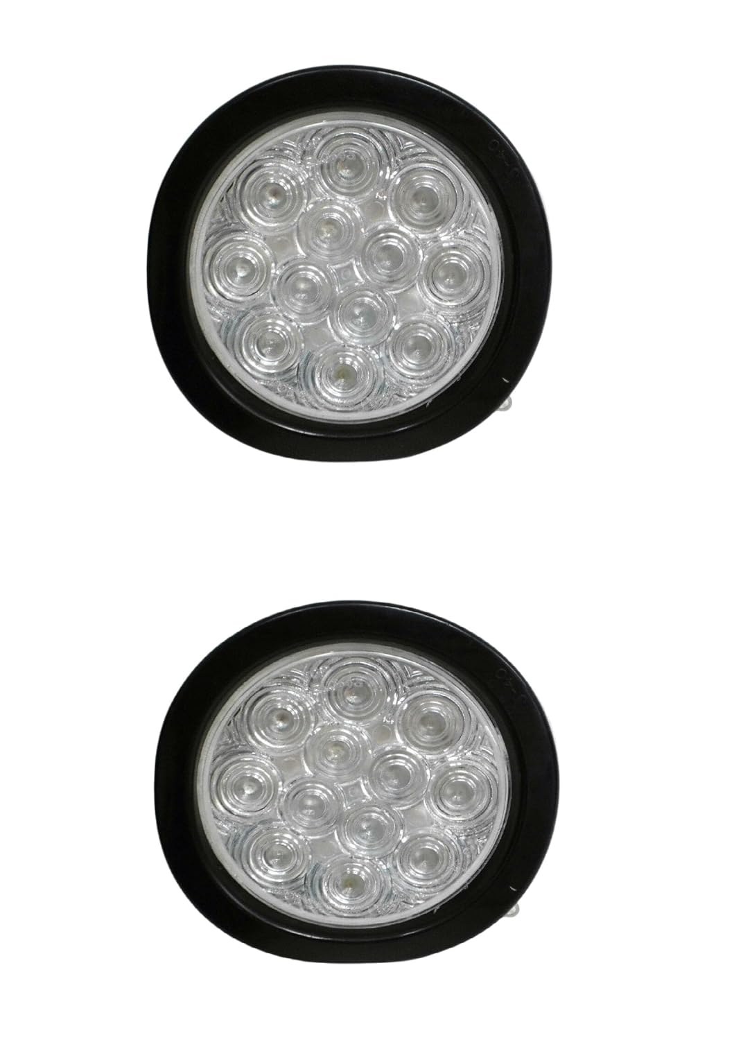 TWO 4" Round 12 Diode LED Red Clear Stop Turn Tail Light Trailer Truck (J-4512-RCK-LOTOF2)