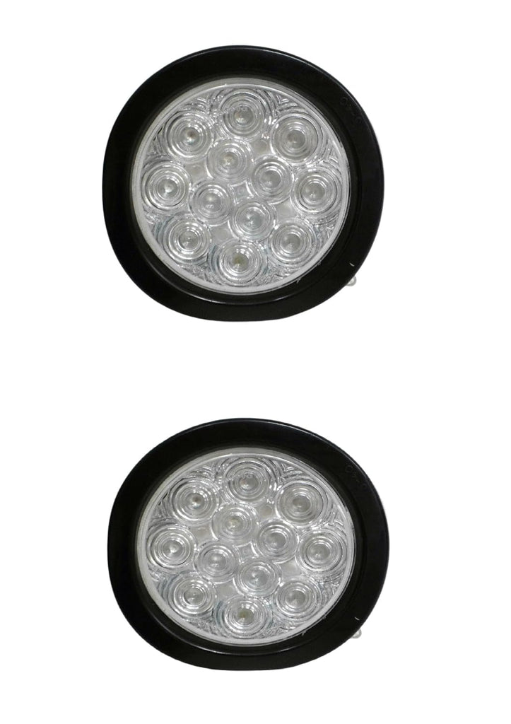 TWO 4" Round 12 Diode LED Red Clear Stop Turn Tail Light Trailer Truck (J-4512-RCK-LOTOF2)