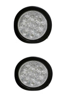 TWO 4" Round 12 Diode LED Red Clear Stop Turn Tail Light Trailer Truck (J-4512-RCK-LOTOF2)