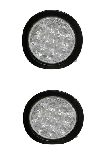TWO 4" Round 12 Diode LED Red Clear Stop Turn Tail Light Trailer Truck (J-4512-RCK-LOTOF2)