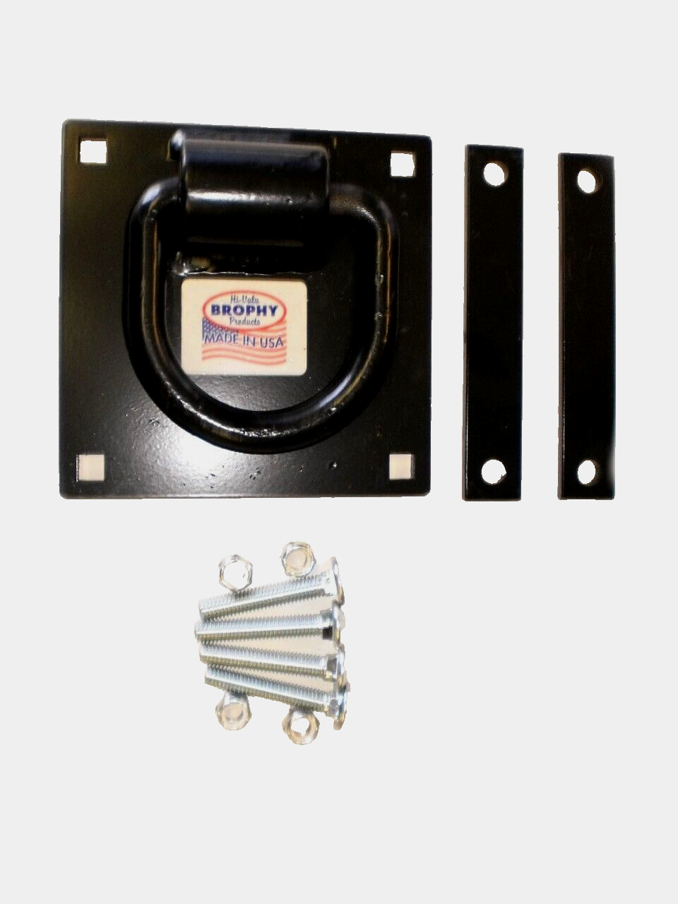 Brophy 5/8-Inch Bolt-On D-Ring with 6 × 6-Inch Plate and Mounting Hardware (LR1P)