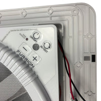 Furrion 14" 12V RV Roof Vent Fan Kit – Power Lid, Polar White, 6" Trim (2024111204)