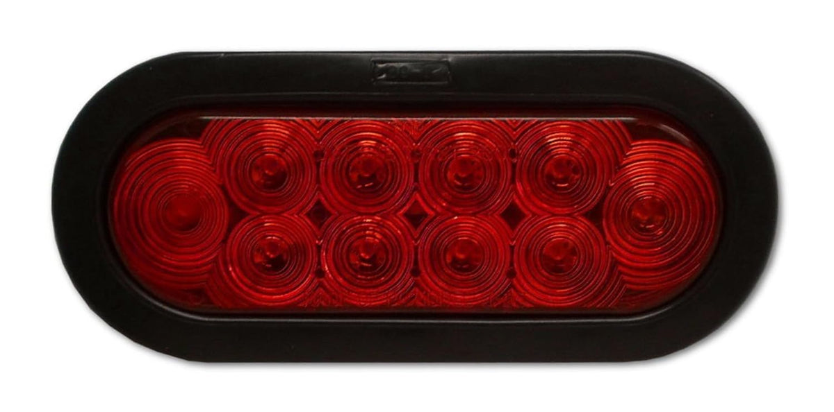 2- 6"  LED Light Oval Stop Turn Tail Red Red Grommet Trailer Camper Semi RV  (J-66-RK-LOTOF2)