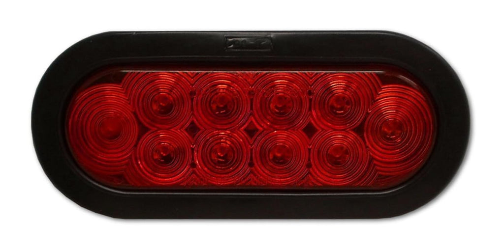 2- 6"  LED Light Oval Stop Turn Tail Red Red Grommet Trailer Camper Semi RV  (J-66-RK-LOTOF2)