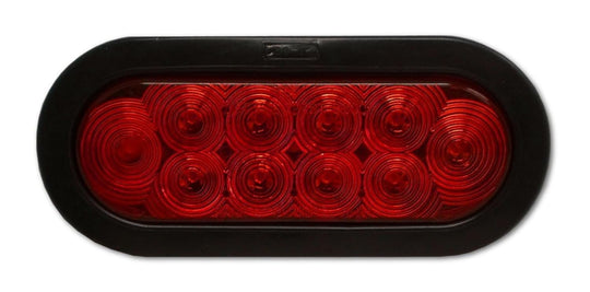2- 6"  LED Light Oval Stop Turn Tail Red Red Grommet Trailer Camper Semi RV  (J-66-RK-LOTOF2)