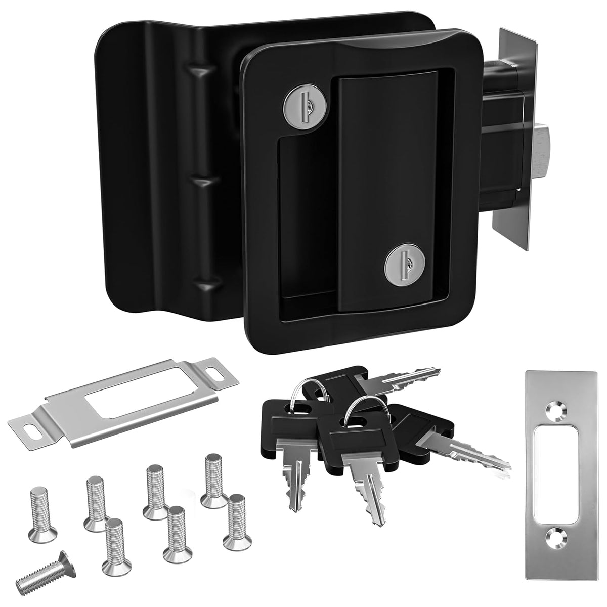 Jammy Cargo Trailer Door Lock with 4 Matching Keys - Black Matte (TDL01B)
