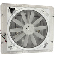 Furrion 14" 12V RV Roof Vent Fan Kit – Power Lid, Polar White, 6" Trim (2024111204)
