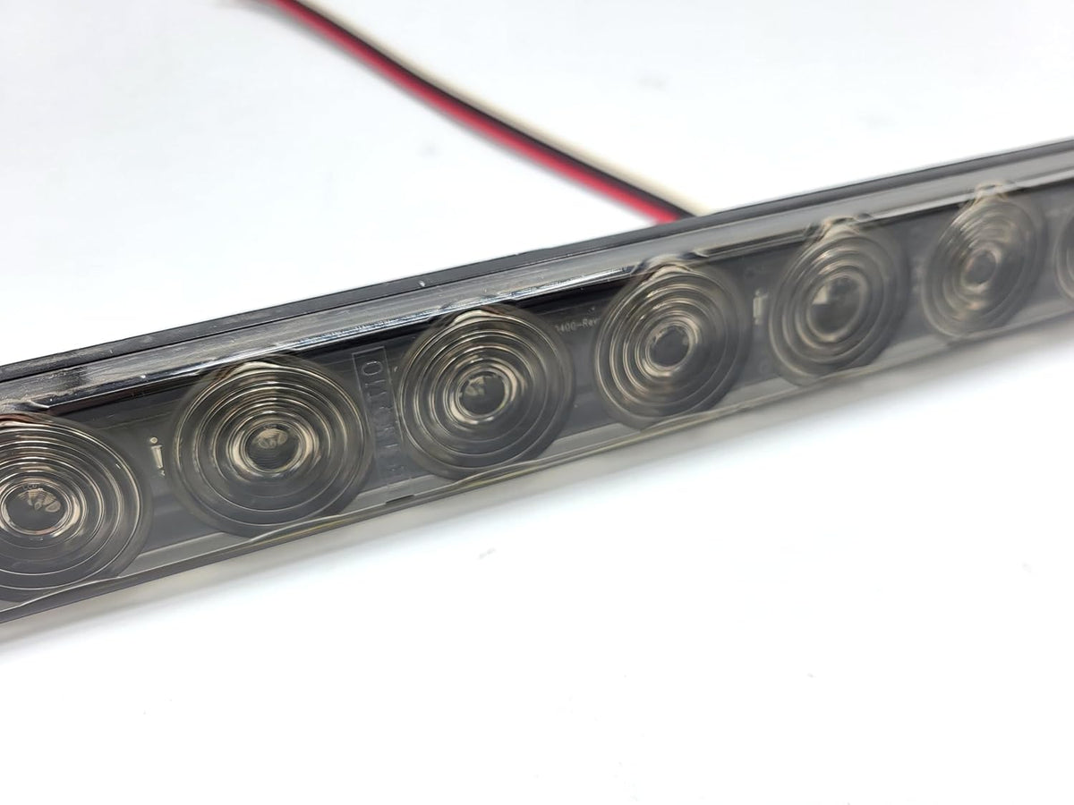 (T10-RT00-1) 15" Low Profile Red Light Tint Smoked Len LED Stop Turn Tail RV Trailer Truck