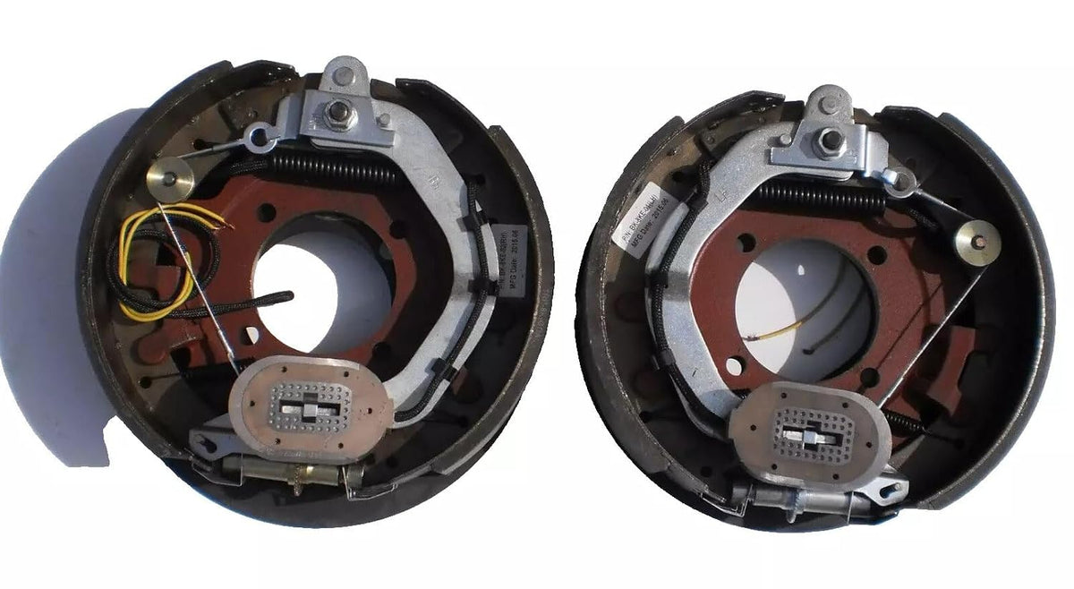 Pair 12-1/4 x 3-3/8 8000 Electric Trailer Backing Plate Brake Fits Dexter 4 Bolt 8K Axle (BK-8KE-SET)