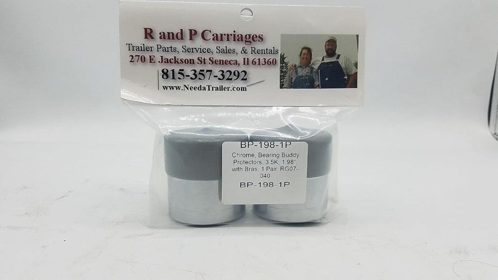 1 Pair 3500# Chrome Bearing Buddy Protectors 1.98" with Bras RG07-040 (BP-198-1P)