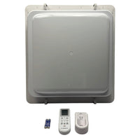 Furrion 14" 12V RV Roof Vent Fan Kit – Power Lid, Polar White, 6" Trim (2024111204)