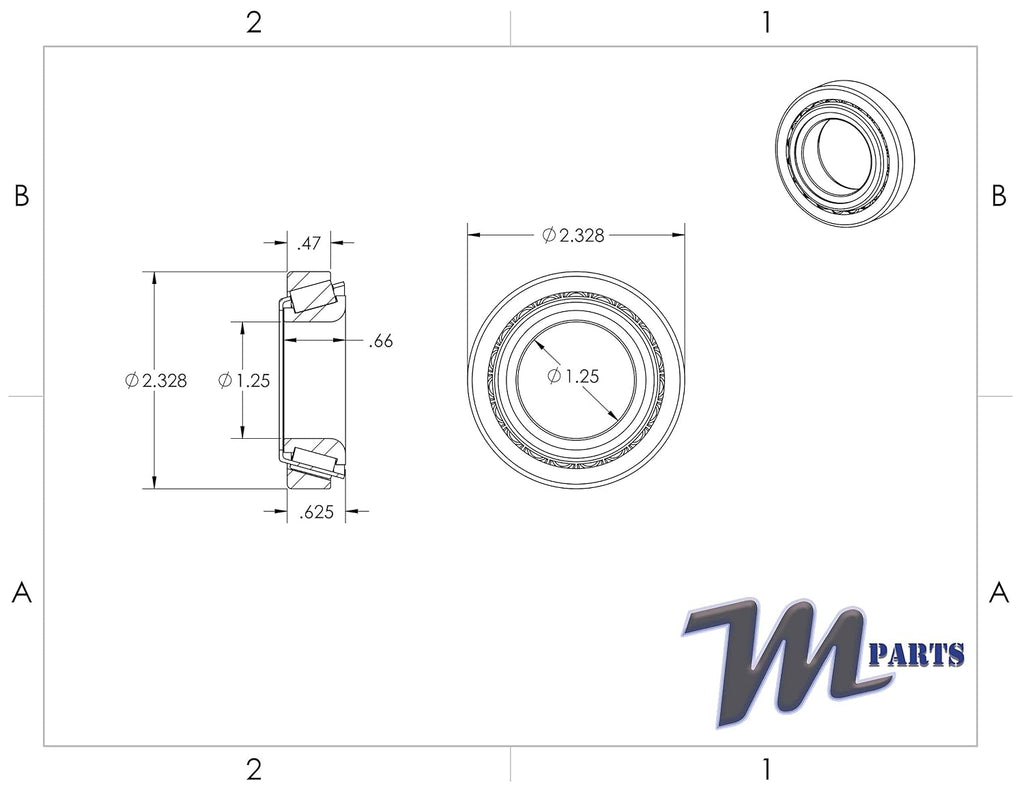 5200# Outer Race 2.328" OD and Outer Bearing 1.25" ID Mobile Home Trailer Axle (LM67048/LM67010)