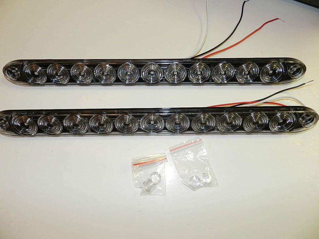 TWO - 15" Low Profile Red Clear LED Stop Turn Tail Lights Trailer Truck USA (T10-RC00-1-LOTOF2)