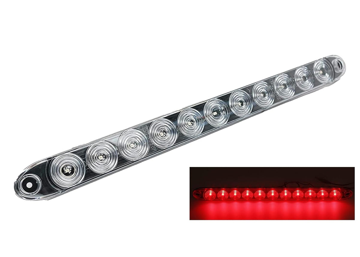 15" Low Profile Red Clear LED Stop Turn Tail Light RV Trailer Truck USA (T10-RC00-1)