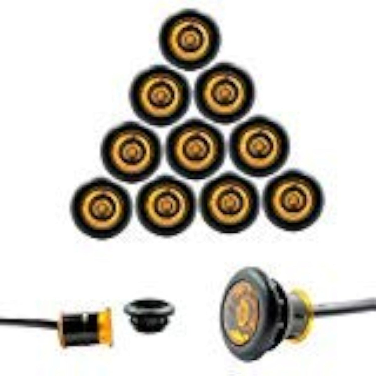 TEN TecNiq 3/4 Mini Amber LED Light Hot Spot Bullet Truck Trailer RV USA (S33-AA09-1-LOTOF10)