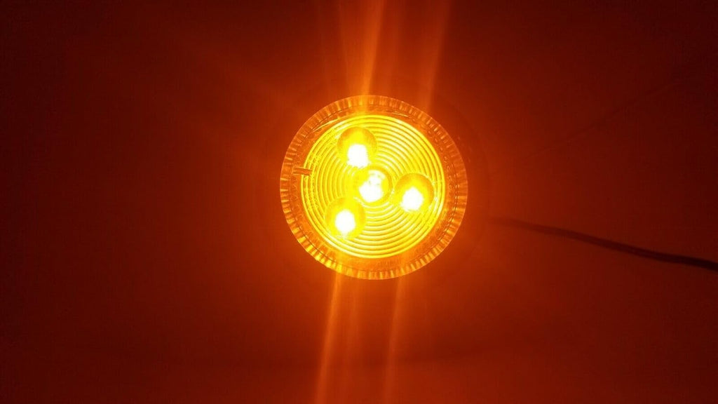2" Amber/Clear Round Sealed Clearance Marker Light 4 LEDGrommet Mount Trailer RV (J-15-AKC)