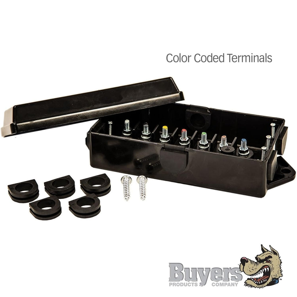 7 way Trailer Wire Cord Junction Box, COLOR CODED Truck weather proof connect (LJB5601100)