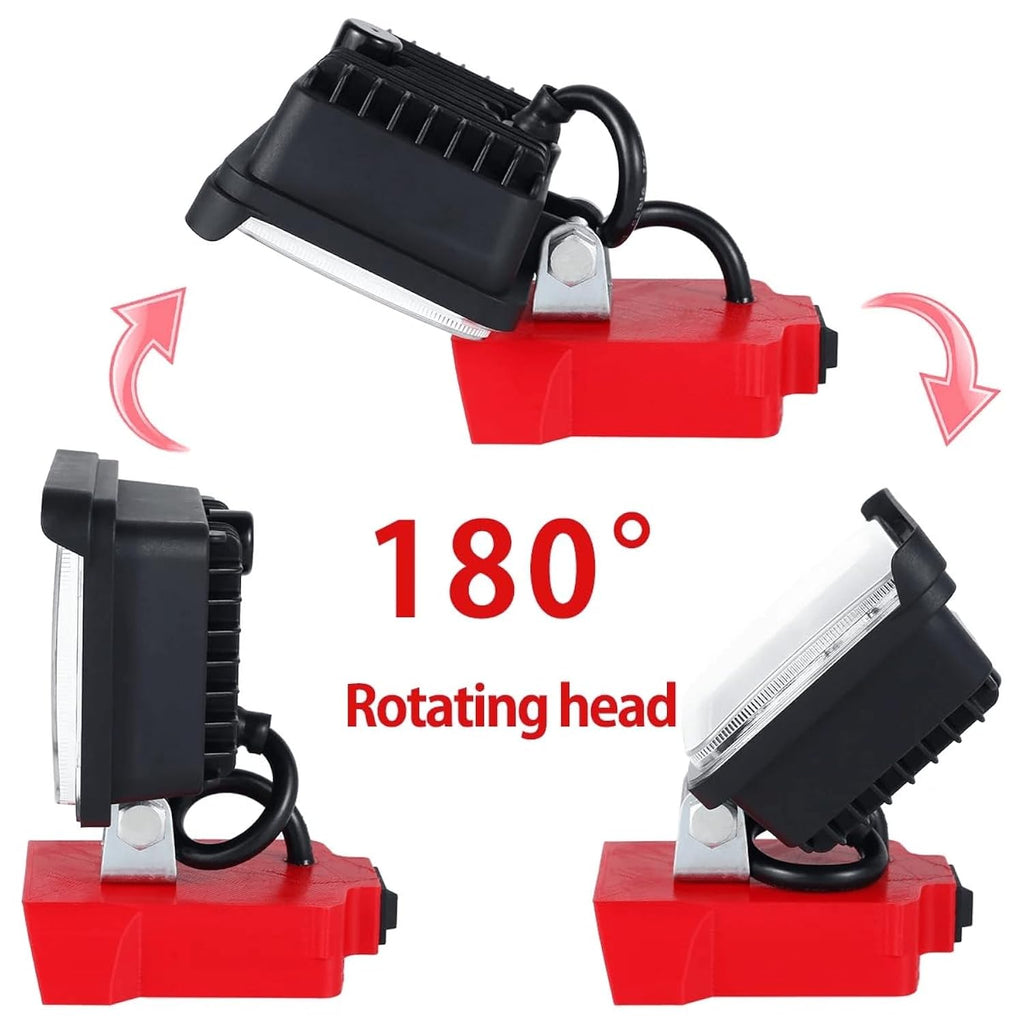 3" Cordless LED Work Light with Dual USB Charger For Milwaukee 18V Li-Ion Batteries 2 Light Modes 1000 Lumens Adjustable Angle (M18WLCH)