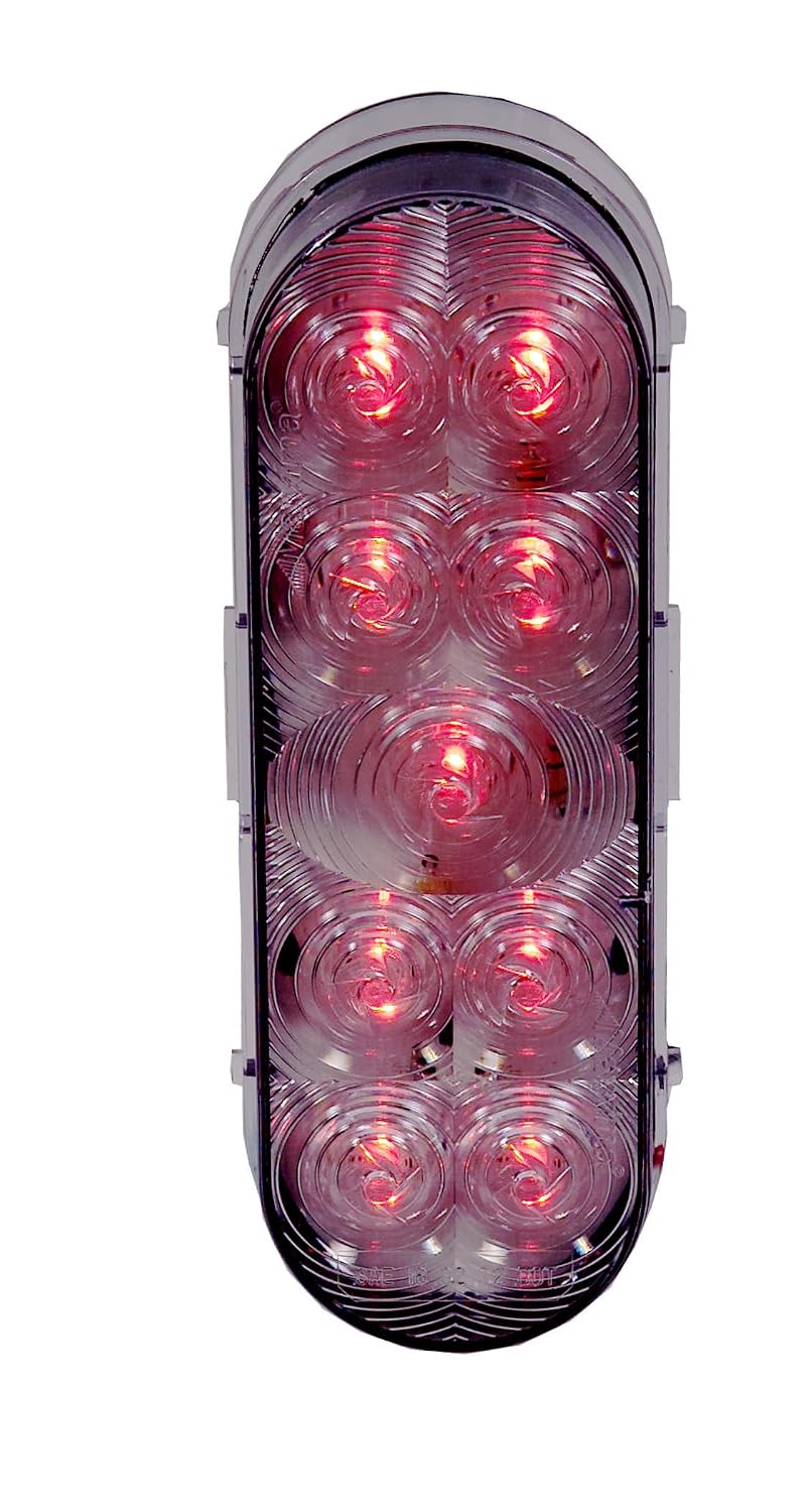 Maxxima 6" Oval Red Clear LED Stop Turn Tail Light Truck Trailer RV  (M63322RCL-KIT)