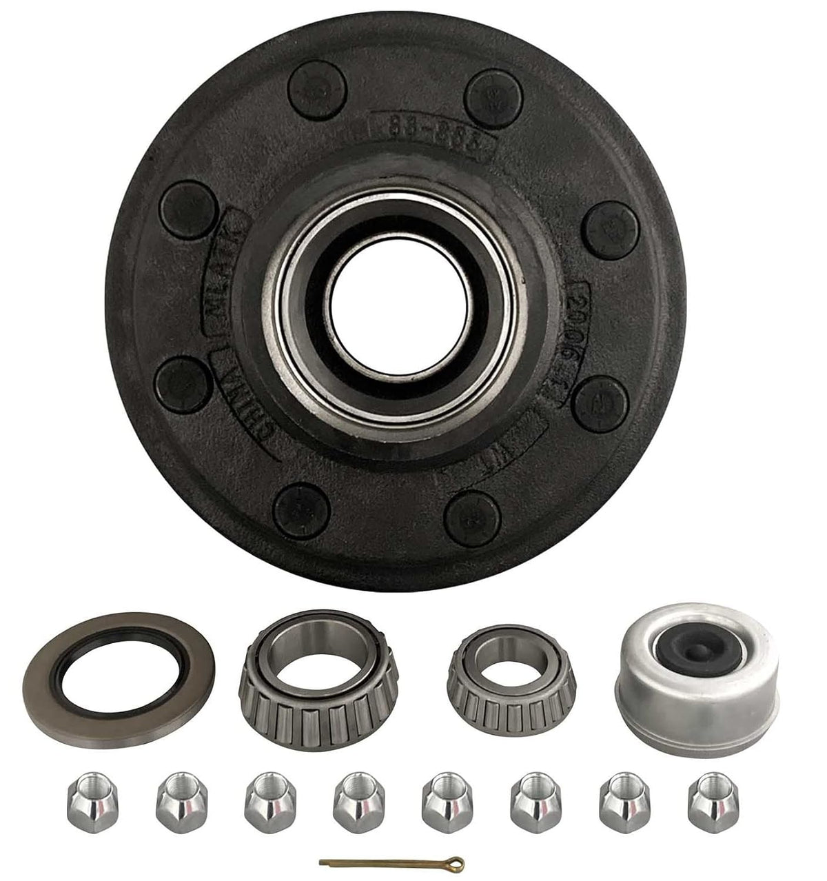 Trailer Hub 8 Lug Bolt 6000# 7000# Axle with Bearings Seal 1/2" Studs idler axel (82865-KIT)