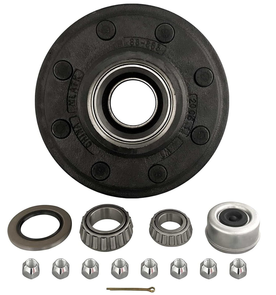 Trailer Hub 8 Lug Bolt 6000# 7000# Axle with Bearings Seal 1/2" Studs idler axel (82865-KIT)