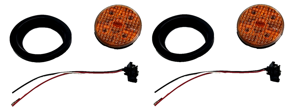 2- 4" Round Stop Turn Tail Light Amber TecNiq LED Grommet Mount USA Manufactured (T40-AA0T-1-KIT-LOTOF2)