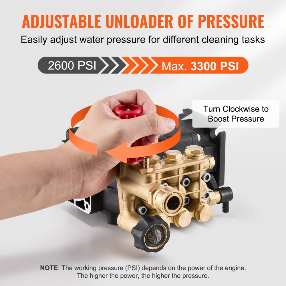 VEVOR Pressure Washer Pump 3/4" Shaft Horizontal 3300 PSI 3.0 GPM (GYB-3)