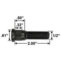 Dexter 1/2"-20 x 2" Press-In Trailer Wheel Stud Boat Replacement Repair Hub .61 (7-122)