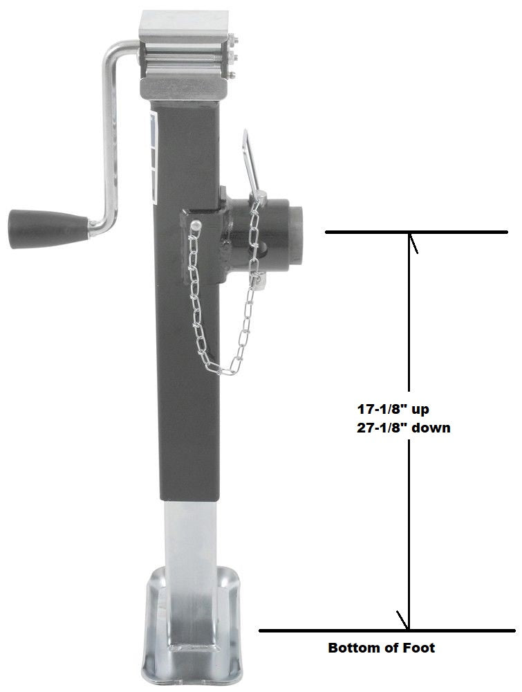 Pro Series Square Pipe Mount Swivel Sidewind Trailer Jack 5000# w/ 10" Lift (1400860383)