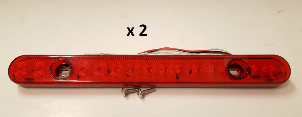 TWO 13.6 Red Stop Turn Tail Brake Light Bar 13 LED Trailer Truck Heavy Duty (HD13513RSD-LOTOF2)