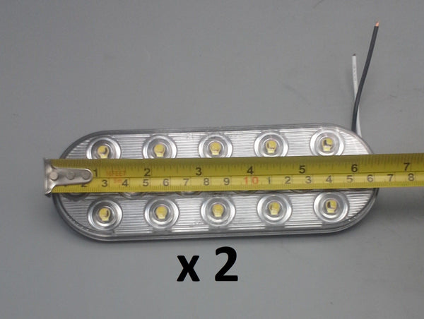 2-Maxxima Low Profile White LED 6" Oval Reverse Backup Light w/ Mounting Tape (M63350 + M63350-TAPE)