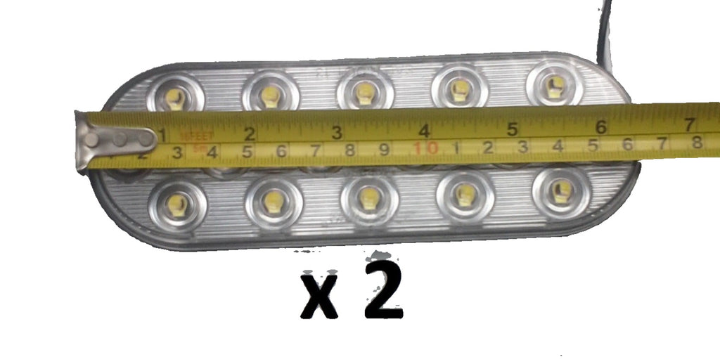 2 - Maxxima Low Profile White LED 6" Oval Reverse Cargo Flush Surface w/grommet (M63350 + M50607-LOTOF2)