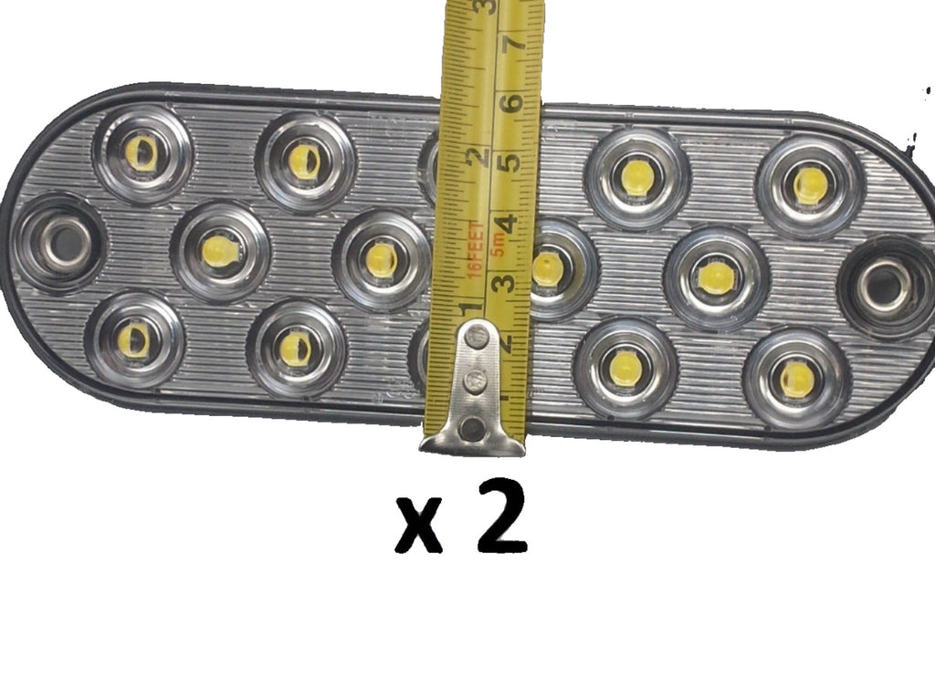 2 - Maxxima Low Profile White LED 6" Oval Reverse Cargo Flush Surface w/grommet (M63350 + M50607-LOTOF2)