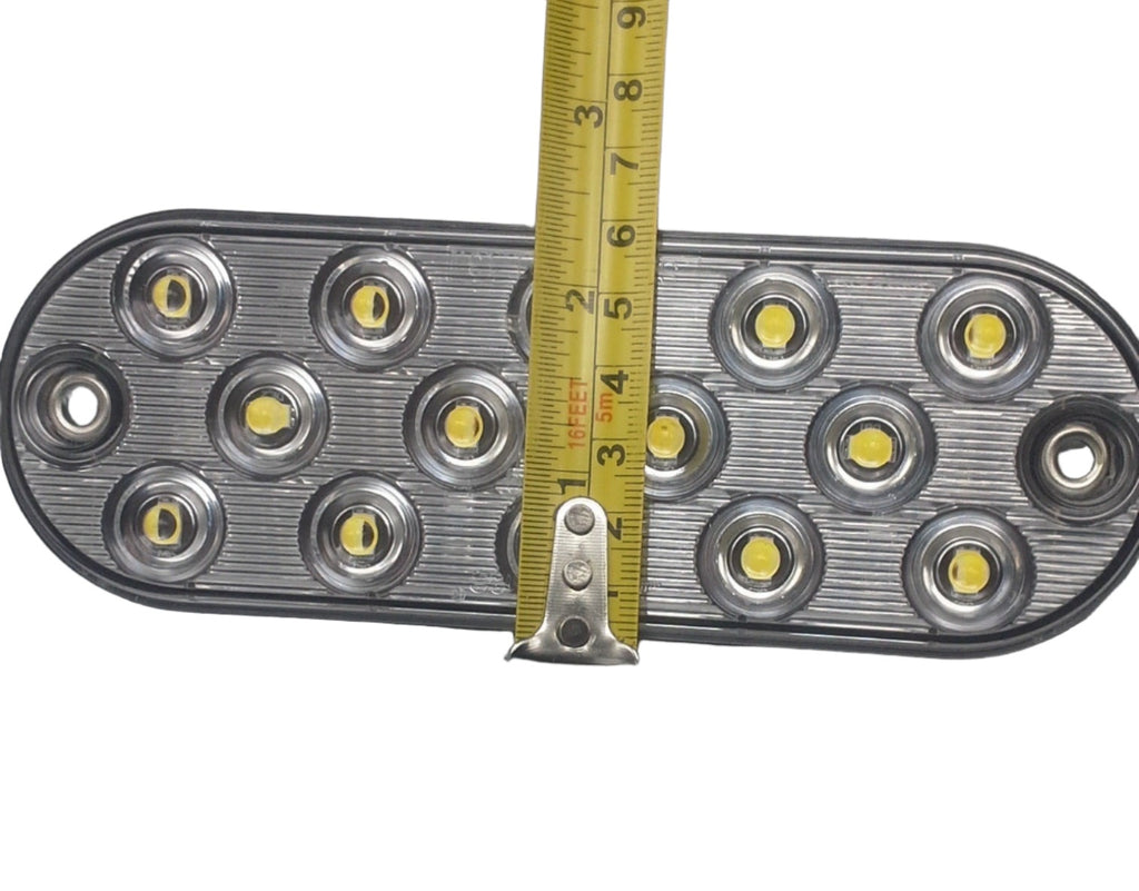 2-Maxxima Low Profile White LED 6" Oval Reverse Backup Light w/ Mounting Tape (M63350 + M63350-TAPE)