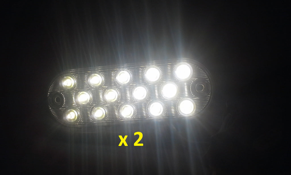 2 - Maxxima Low Profile White LED 6" Oval Reverse Cargo Flush Surface w/grommet (M63350 + M50607-LOTOF2)
