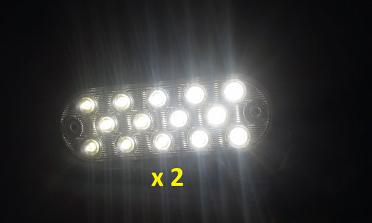 2 - Maxxima Low Profile White LED 6" Oval Reverse Cargo Flush Surface w/grommet (M63350 + M50607-LOTOF2)