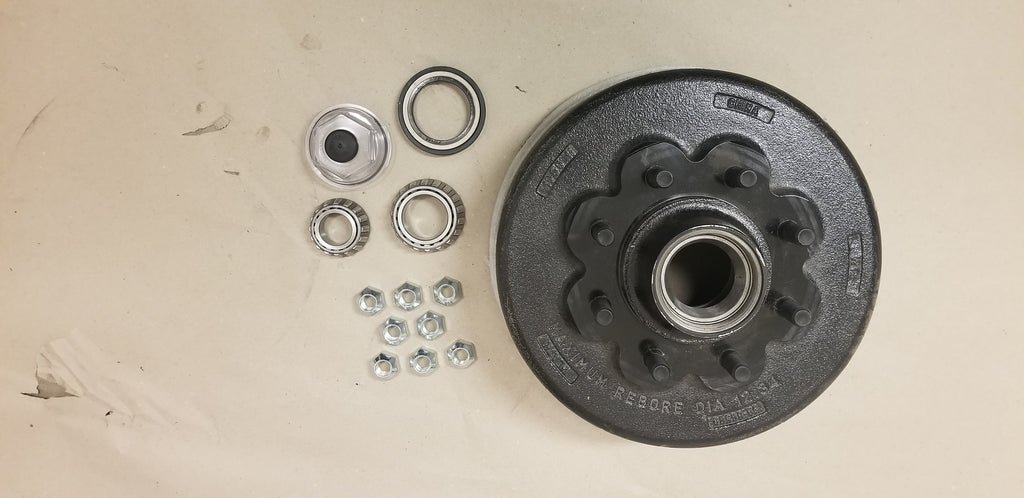 Trailer Hub Brake Drum 8K Axle 12-1/4"x3-3/8" 5/8 stud Oil/grease 8000# Lippert 674862 (99-86580-46-KIT)
